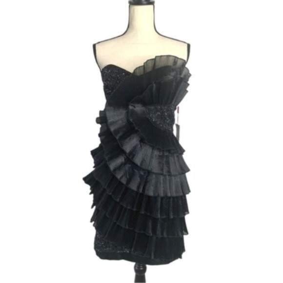 NWT Milano Black Tiered Mini Cocktail Dress - Picture 14 of 14